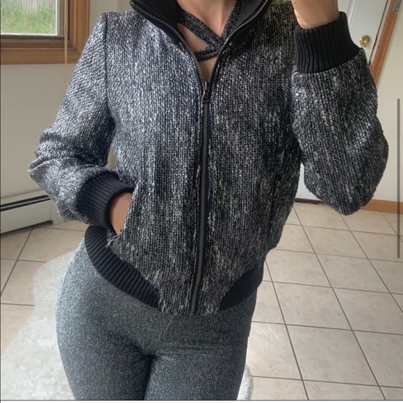 DKNY Metallic Herringbone bomber jacket - Picture 3 of 7